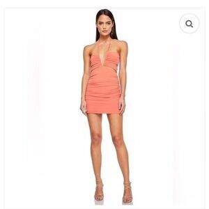 Nookie Elegant Coral Halter Mini Dress